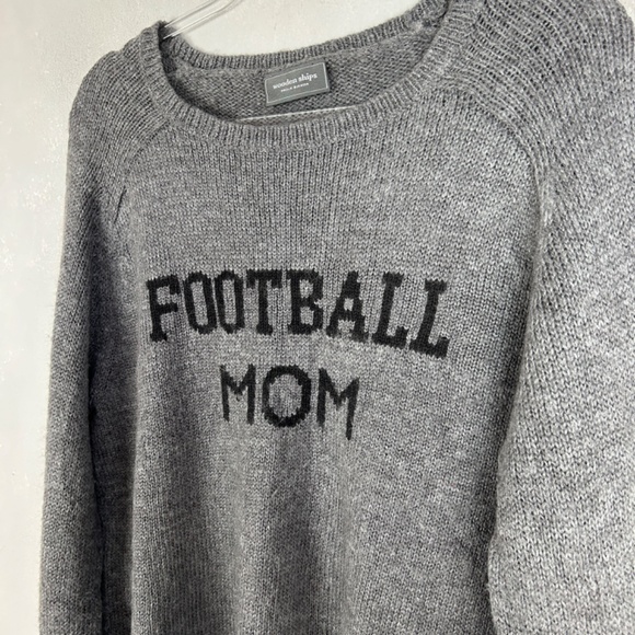 Wooden Ships size M/L sweater jumper FOOTBALL MOM graphic gray mohair wool - Picture 6 of 10